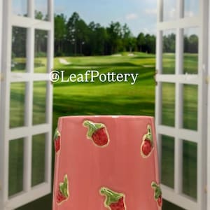 Bunch of Strawberries Pink/Red Ceramic Planter Pot without drainage hole/Planters and Pots/Ceramic Planter/Ceramic Plant Pot/Plant Pot