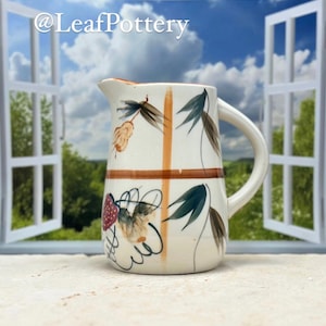 Vintage 50s Nasco Hand-Painted Ceramic Milk Pitcher: Made in Japan