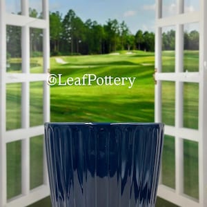 Pancho Blue Ceramic Planter Pot with Saucer Attached/Planters and pots/Gift for her/Gift for him /Plant Lovers