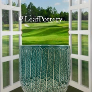 Turquoise Sache  (LG) Ceramic Planter Pot with Saucer Attached/ Planters and pots/ Ceramic Planter/Indoor planter/Gift/Birthday Gift/Planter