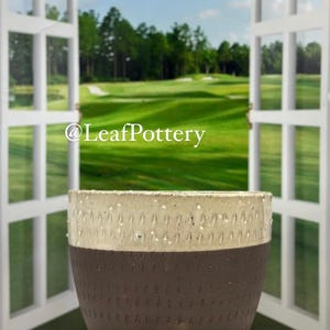 Cafe Noir (MD) Brown/Beige Clay/Concrete Planter Pot with Saucer Attached/ Planters and pots/Birthday Gift/Plant Pot/Planter/Gift