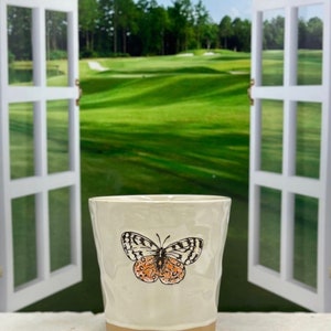Happy Butterfly Beige/Orange Ceramic Planter Pot/ Planters and Pots/ Birthday Gift/Plant Pot/Indoor Plant Pot/Ceramic Plant Pot