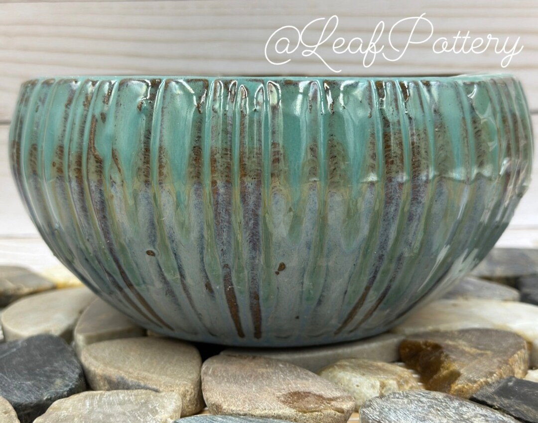 Aqua Jocelyn Ceramic Bowl Planter Pot/gift for Him/ Gift for Her