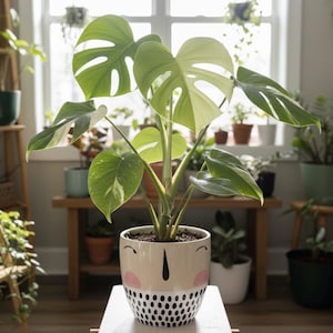 7" Indoor Ceramic Planter - Unique Face Design Houseplant Pot - Perfect for Small to Medium Plants