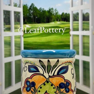 Handmade Vicente Talavera Ceramic Planter Pot: Multi-Colored Mexican plant pot