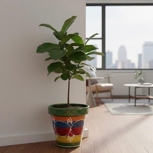 Hand Painted Spanish Ceramic Planter – Vibrant Multi-Colored Talavera Style Flower Pot – Made in Spain – Indoor & Outdoor Plant Pot