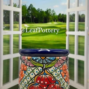 Penelope Talavera Handmade Multi Colored Ceramic Planter Pot with drainage hole/Planters and Pots, Handmade Planters, Indoor Plant Pot/Gift
