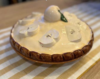 ヴィンテージ ポルトガル製 陶器製 パイキーパー 蓋付き | 手描きの