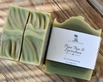 Pine Tree & Spirulina Soap - Organic Soap - Herbaceous Soap - Vegan Soap - Cold Process Soap -  Essential Oil Soap - Handmade Soap