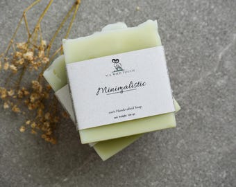Pastilla de jabón minimalista sin perfume – Vegana, hecha a mano mediante proceso en frío para pieles sensibles