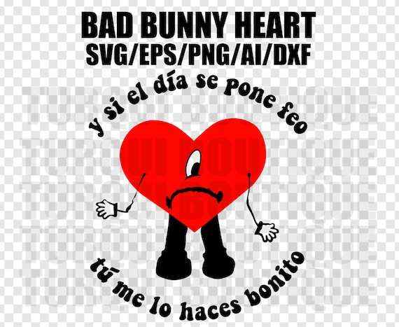Bad Bunny Heart Vector Svgpngai Vector Digital File For Etsy