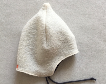 Pointed hat (elf type) in boiled wool, lined with Jersey or plush