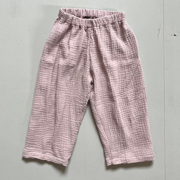 Ready for delivery - Pants, wide and light, 100% organic cotton, unisex, without pockets, old pink, size 104