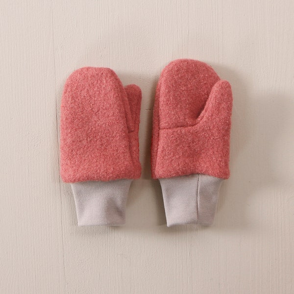 Boiled wool gloves, Jersey cotton lining