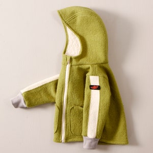 Boiled wool jacket for children with hood and pockets image 2