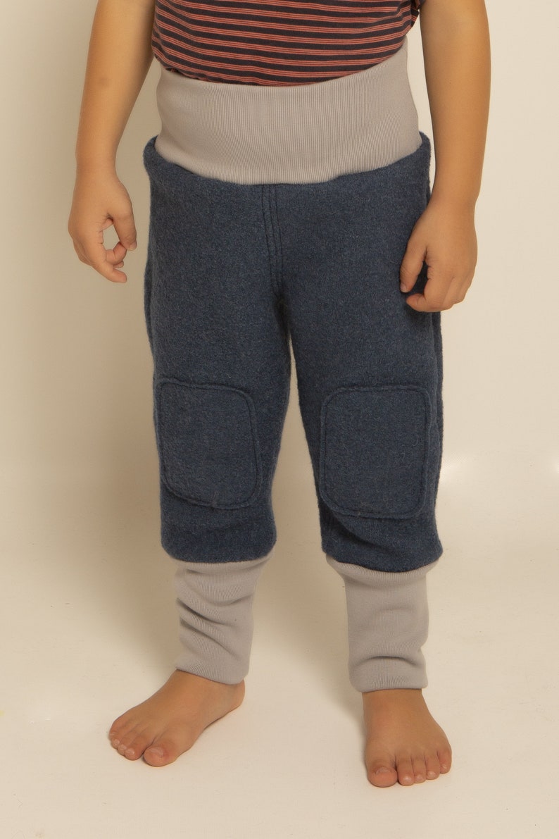 Boiled wool trousers for children, unisex, for autumn and winter image 7