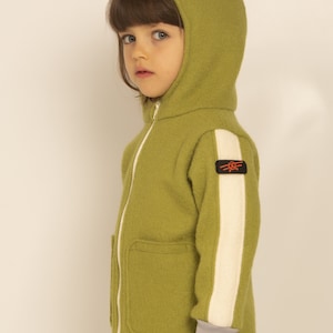 Boiled wool jacket for children with hood and pockets image 4