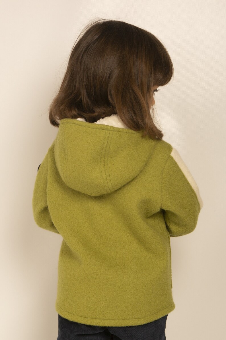 Boiled wool jacket for children with hood and pockets image 5