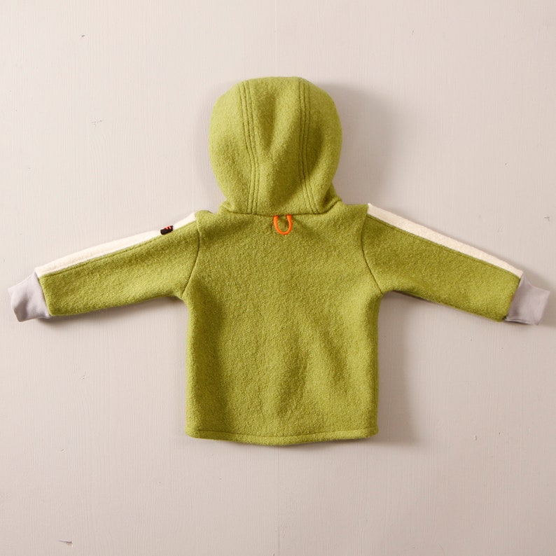 Boiled wool jacket for children with hood and pockets image 3