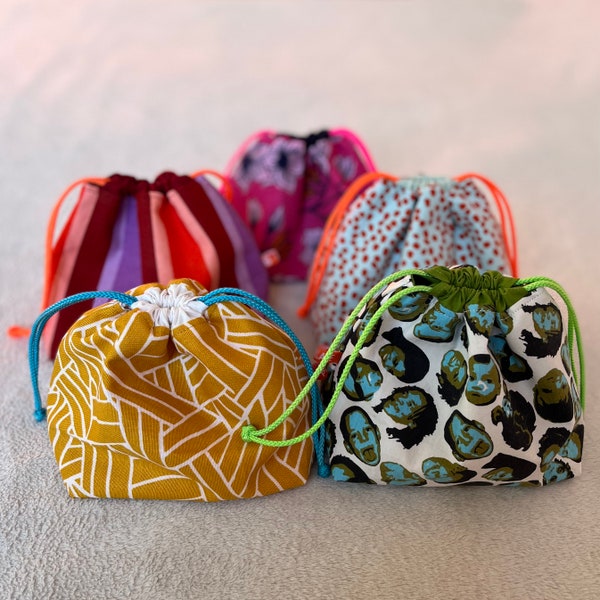 Japanese handbag Kinchaku, 100% cotton, for children and adults, various colors
