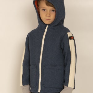 Boiled wool jacket for children with hood and pockets image 8