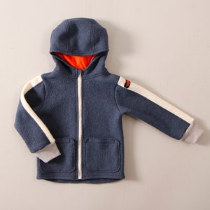 Boiled wool jacket for children with hood and pockets image 6