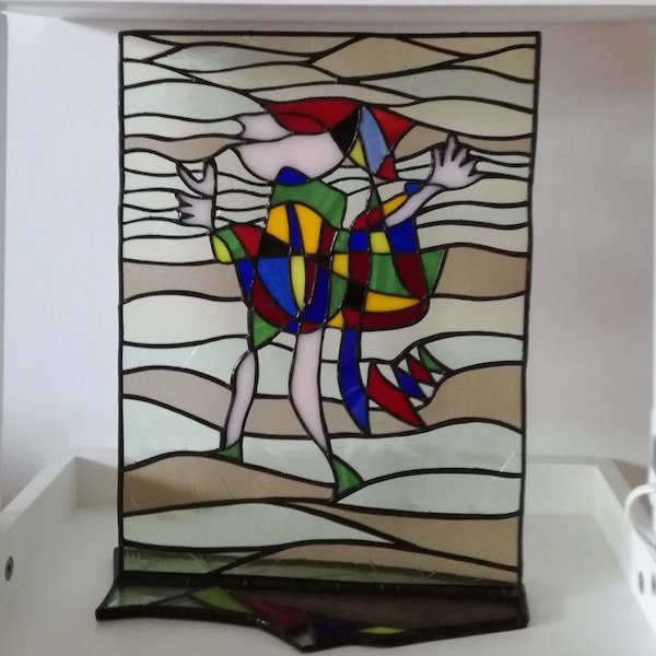 Tiffany Glaskunst, Paul Klee, Der kleine Narr in Trance, 25 cm x 34 cm,