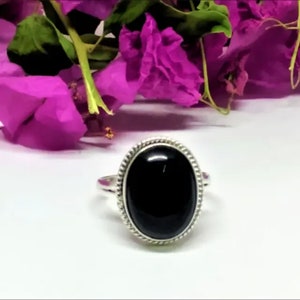 Natural Black Onyx Ring-Handmade Silver Ring-925 Sterling Silver Ring-Black Onyx Designer Ring-Gift for her-December Birthstone-Promise Ring