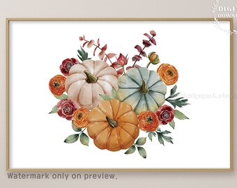 Pumpkin Print, Fall Wall Art, Fall Printable Art, Fall Wall Decor, Downloadable Fall Artwork, Printable Wall Art, Autumn Prints Thanksgiving