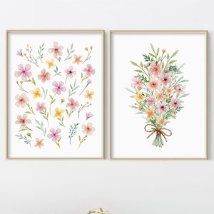 Floral Prints, Wildflower Prints, Floral Wall Art, Flower Art Print, Botanical Print, Watercolor Print, Flower Wall Art Set of 2 Prints Boho