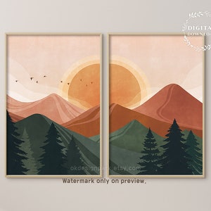 Mountain Art Set, Abstract Mountain, Mountains Wall Art, Large Mountain art, Nature Wall Art, Abstract Landscape, Nursery Print Modern Decor