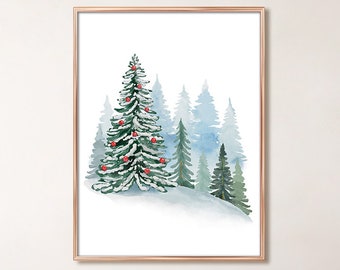 Winter Trees Print, Christmas printable, Winter prints, Christmas Decor, Downloadable prints, Winter scene Winter prints Downloadable prints