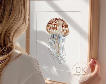 Aquarell Qualle Druck - Küsten Wand Kunst Digital Download