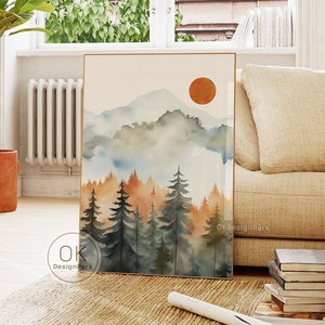 Berg Wand Kunst, Aquarell Berg Druck, Natur Wandkunst, Berg Poster, Abstrakte Landschaft Druck Kunst, Minimalistische Wandkunst, Modern