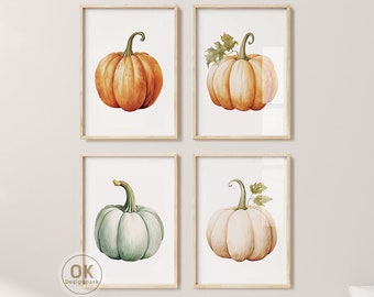 Pumpkin Printable Wall Art, Pumpkin Print Fall Decor, Pumpkin Watercolor Painting, Fall Farmhouse Art, Rustic Autumn Painting Cozy fall home