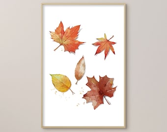 Fall Wall decor, Fall Wall art, Printable Wall Art, Fall prints, Fall printable art, Fall Sign, Autumn Print, Farmhouse Print, Maple Leaves
