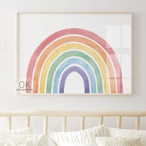 Rainbow Art Prints, Printable Wall Art, Watercolor Rainbow Print Set, Watercolor Rainbow Wall Art, Rainbow Nursery Wall Art, Rainbow Artwork