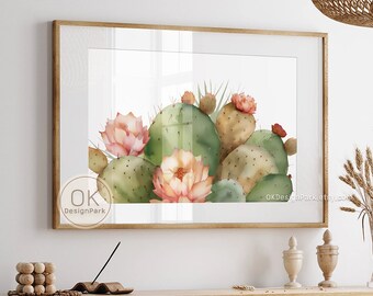 Cactus Print, Cactus Wall Art, Printable Art, Horizontal Print, Desert Wall Art, Desert Print, Cactus Art Cactus Print Desert Decor Download