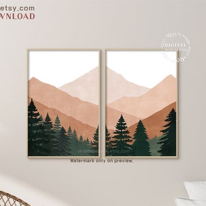 Mountains Wall Art, Nature Wall Art, Abstract Landscape, Abstract Mountain Art Set, Nursery Print, Modern Home Decor, Minimal Mountain, Boho