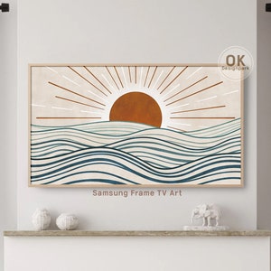 Samsung TV Frame, TV frame art, Digital tv art, Frame TV art, Digital art tv, Ocean art art, Downloadable art, Abstract sunset art, Neutral