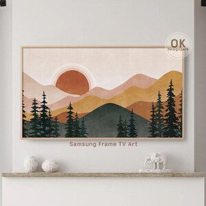 Samsung TV Frame, TV frame art, Digital tv art, Frame TV art, Digital art tv, Mountain art, Downloadable art, Abstract landscape, Neutral tv