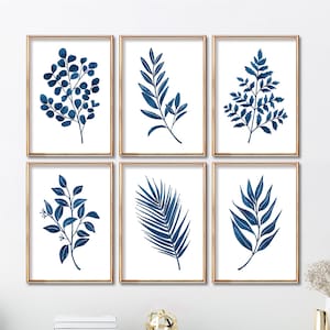 Botanical Print, Printable Art, Botanical Wall Art, Watercolor Print, Blue Botanical Print, Blue Fern Prints, Fern Leaf Print, Botanical Art