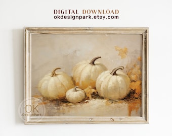 Fall Wall Decor Printable Pumpkin Still Life Painting Rustic Fall Art ...