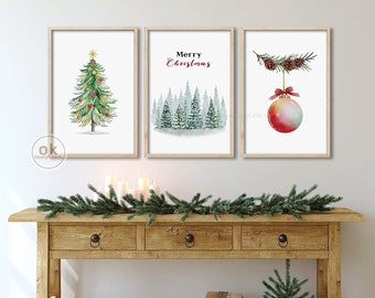 Christmas prints, Gallery wall art set, Christmas printable wall art, Digital download, Holiday Decor Christmas wall art Christmas art print