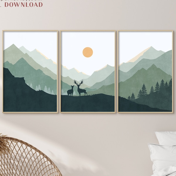 Printable Mountain Wall Art Set of 3 - Etsy