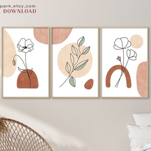 Flower Line Drawing, Minimalist Floral, Poppy Floral Line Art, Boho Line Drawing, Line Drawing Flower, Printable Wall Art, Line Art Floral