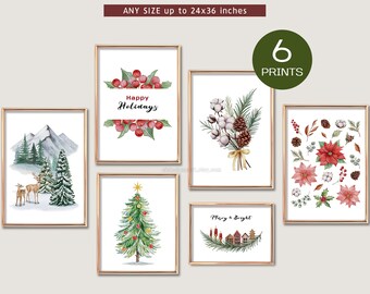 Gallery wall art set, Christmas prints, Set of 6, Christmas printable, Christmas bundle, Printable wall art, Digital download, Home decor