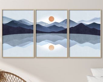 Mountain Print Mid Century Mountain Landscape Set of 3 Wall - Etsy