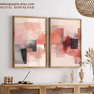 Abstract Wall Art, Set of 2 Prints, Colorful Wall Art, Printable Wall Art, Abstract Print Set Geometric Prints, Modern abstract, Preppy Art