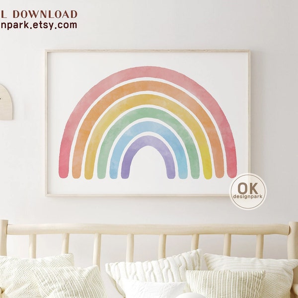 Rainbow Prints, Girls Abstract Art, Boho Rainbow Print, Rainbow Wall Art, Cute Pastel Rainbow, Baby Wall Art Boho Classroom Decor Girls Room